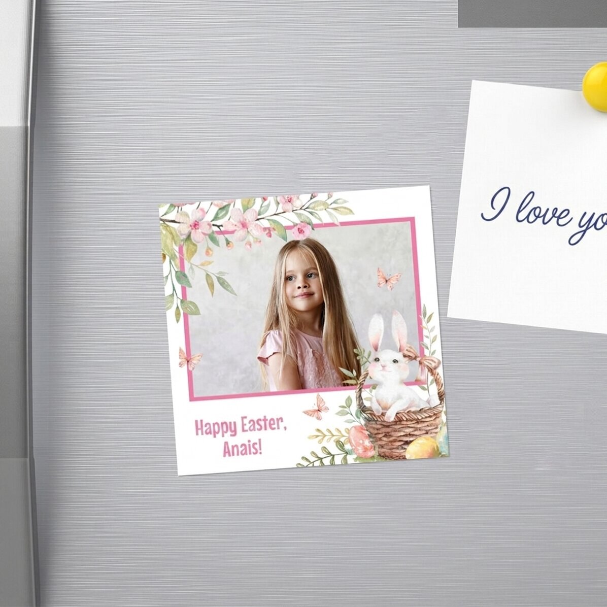 Magnete 10x10 personalizzato con una foto e un messaggio - Buona Pasqua!
