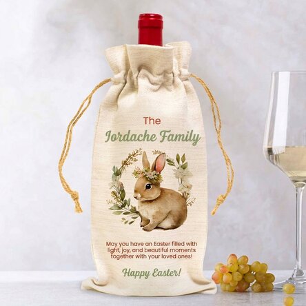Sacchetto personalizzato per bottiglia di vino con la scritta "Buona Pasqua!"