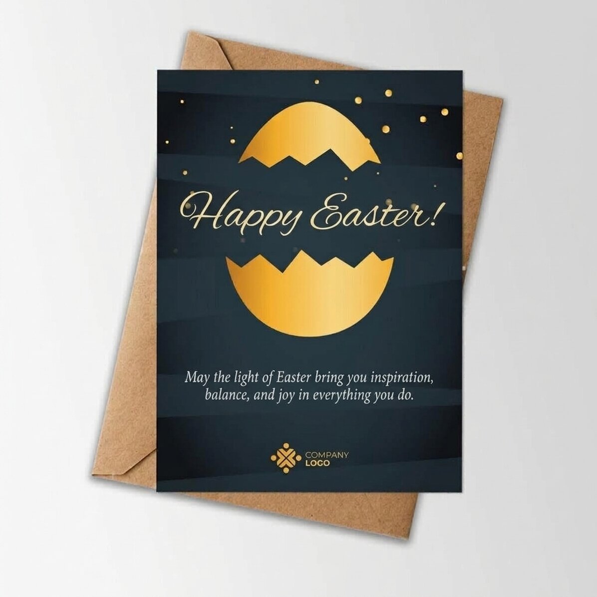 Biglietto personalizzato con logo e messaggio di Pasqua - Elegante