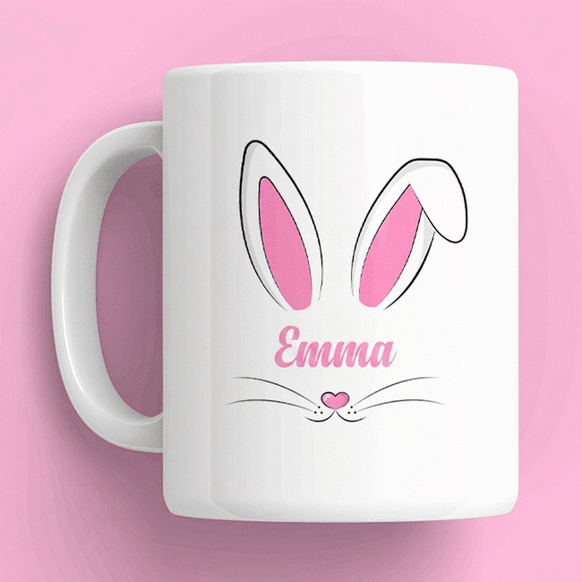 Tazza personalizzata con nome e testo - Orecchie da coniglio