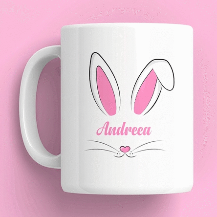 Tazza personalizzata con nome e testo - Orecchie da coniglio