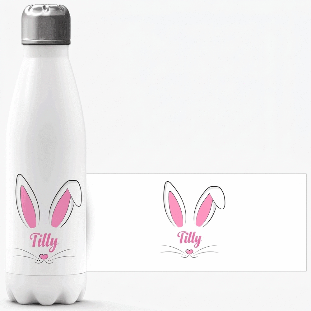 Thermos con base bianca personalizzato con nome - Bunny