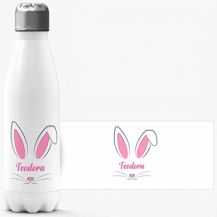 Thermos con base bianca personalizzato con nome - Bunny