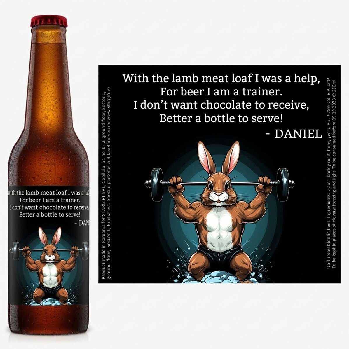 Birra personalizzata con messaggio - Bunny power