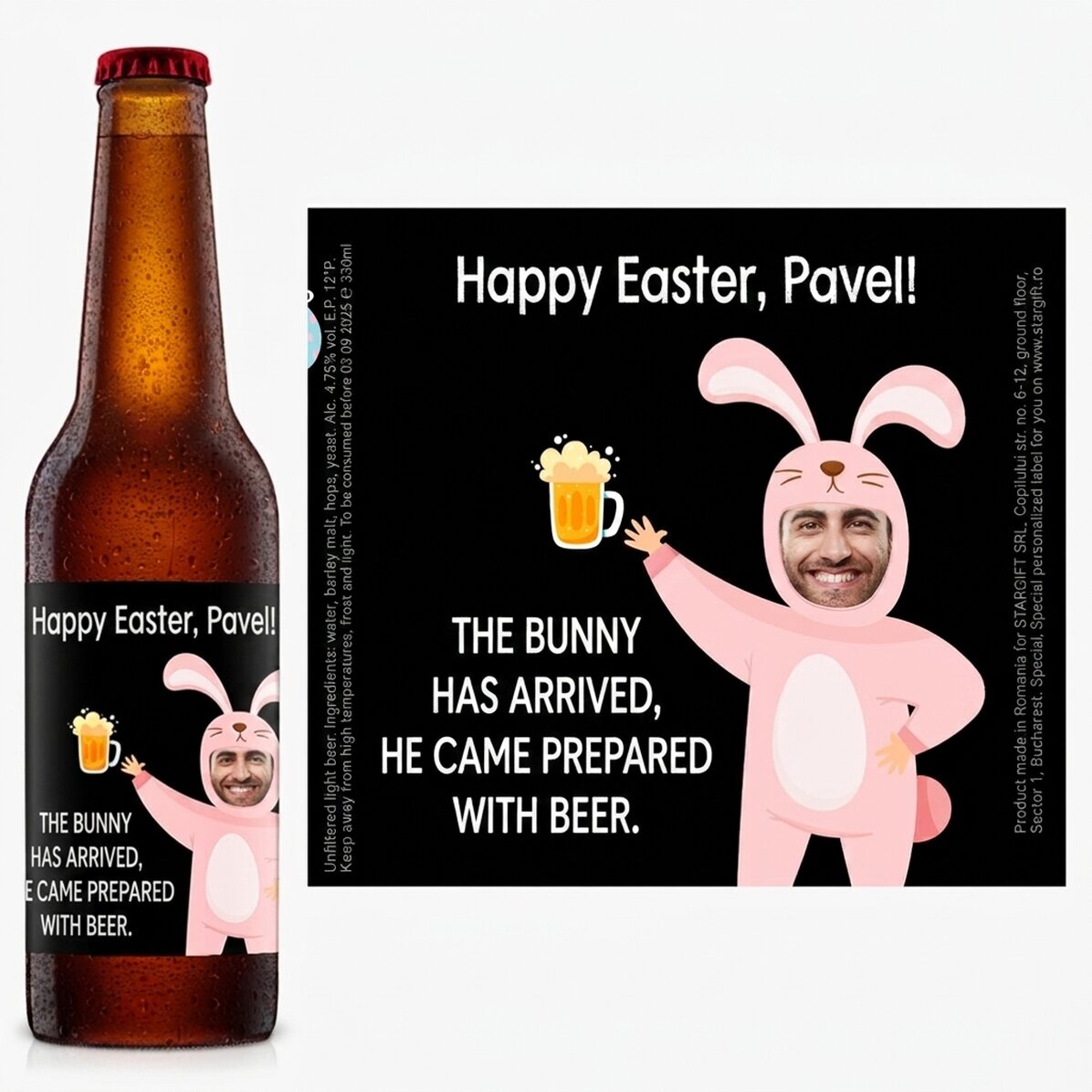 Birra personalizzata con foto e messaggio - Coniglio