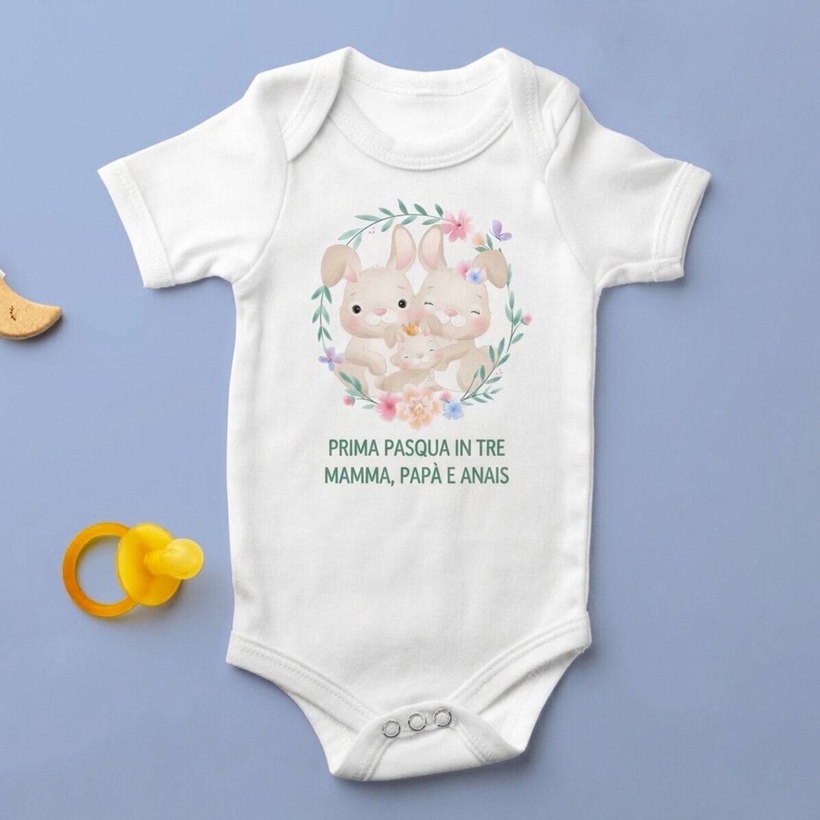 Body per bambini personalizzato con scritta - La prima Pasqua in tre