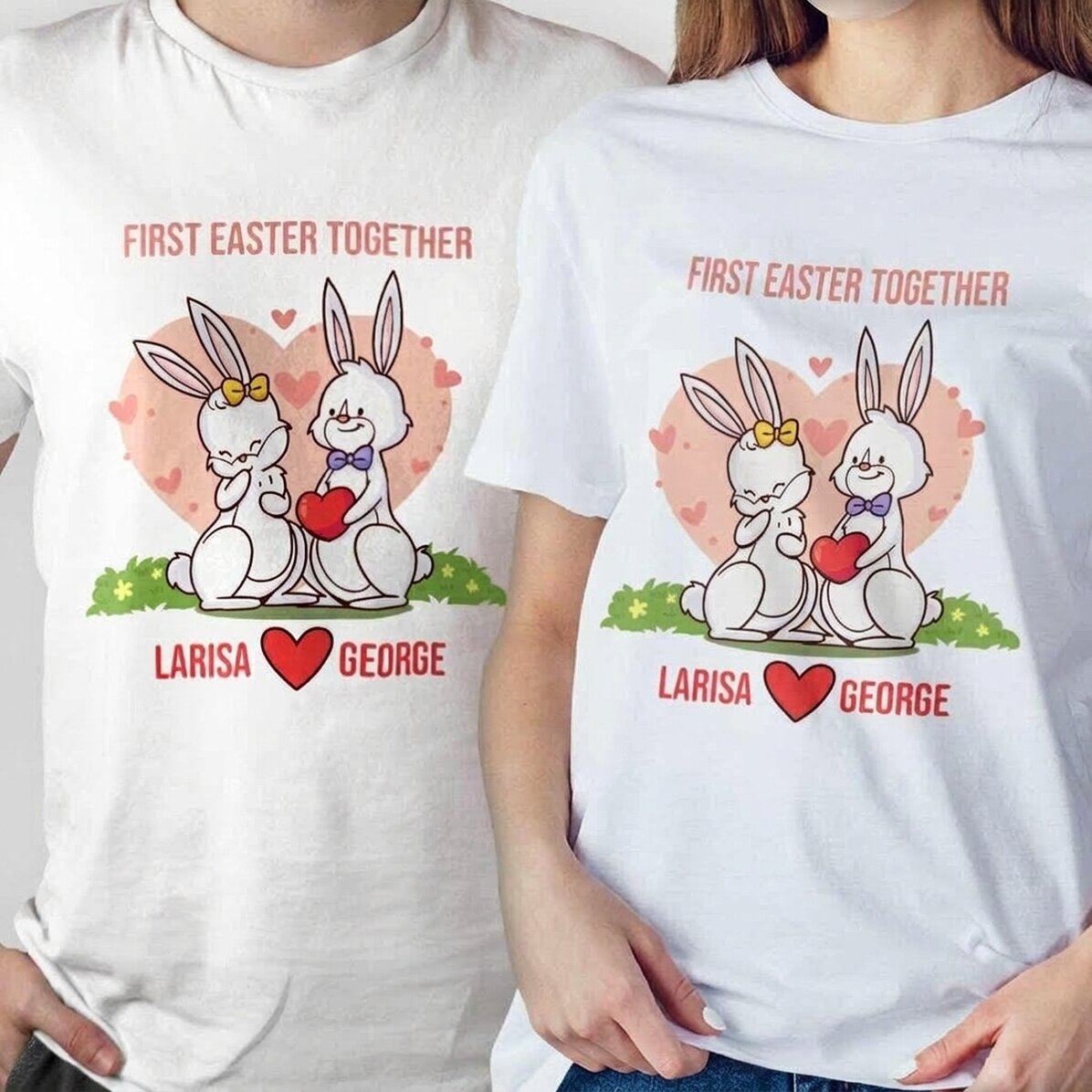 Maglietta in cotone personalizzata con messaggio - First Easter Together