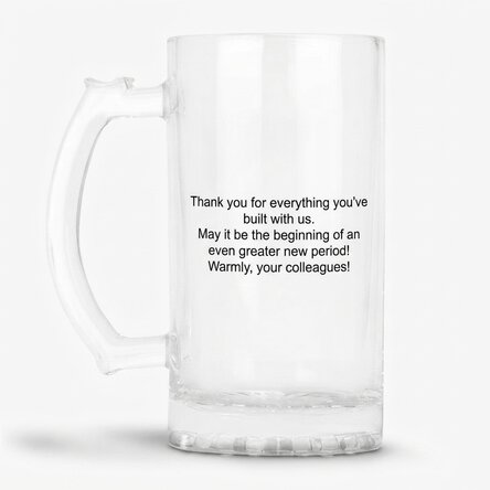 Personalised beer mug with message