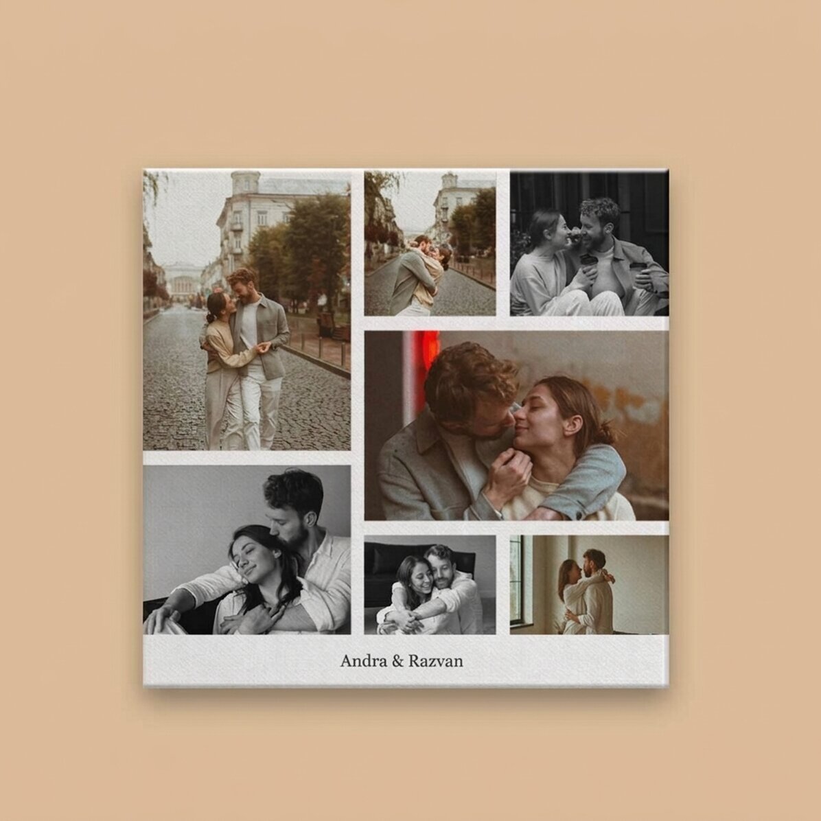 Quadro su tela personalizzato con 7 foto e testo