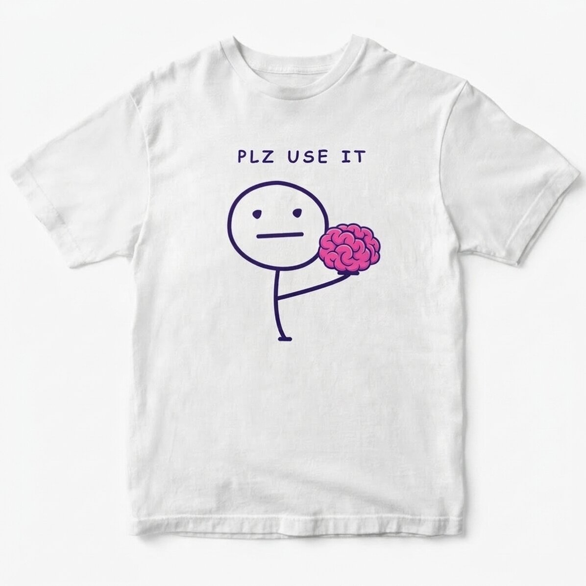 Maglietta in cotone personalizzata con scritta - Brain