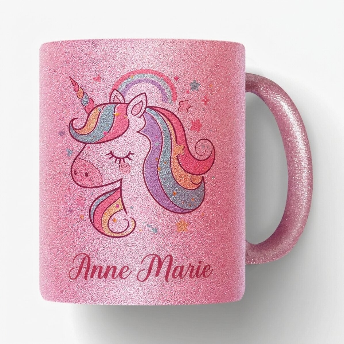 Tazza con glitter personalizzata con nome - Unicorno
