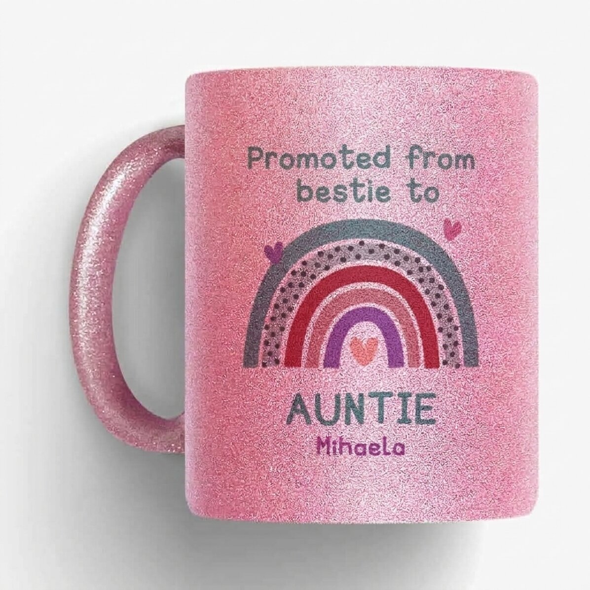 Tazza con glitter personalizzata con scritta - Rainbow