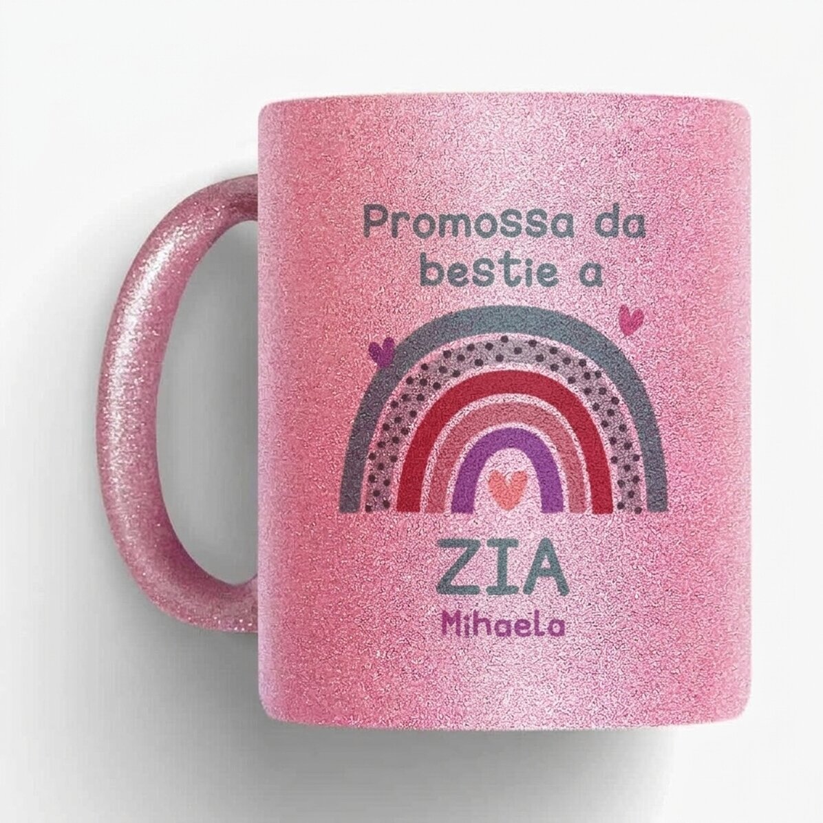 Tazza con glitter personalizzata con scritta - Rainbow