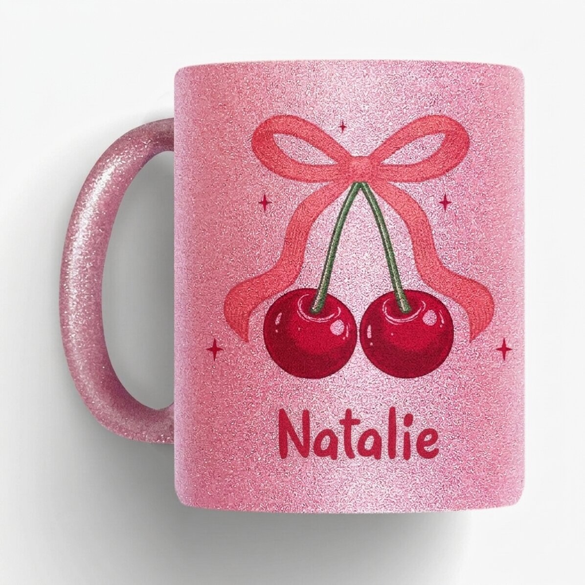 Tazza con glitter personalizzata con scritta - Cherry