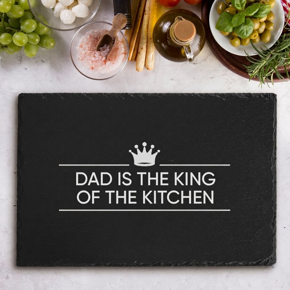 Piastra in ardesia personalizzata con incisione - The King Of The Kitchen
