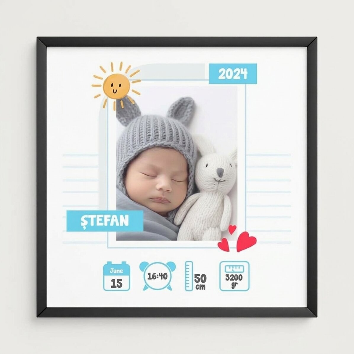 Quadro personalizzato con una foto e un messaggio - Hello, Baby