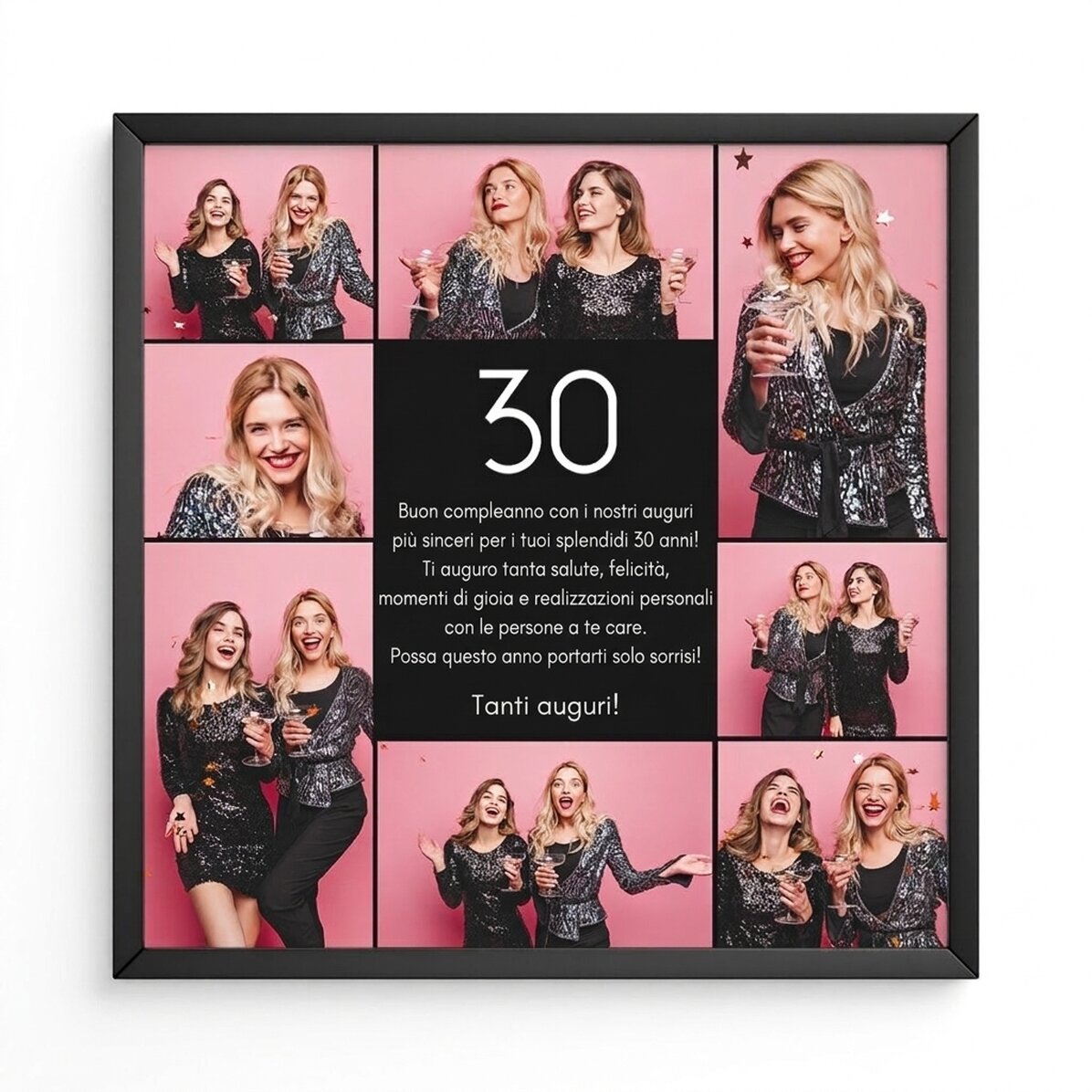 Quadro personalizzato con 8 foto e testo - Buon compleanno