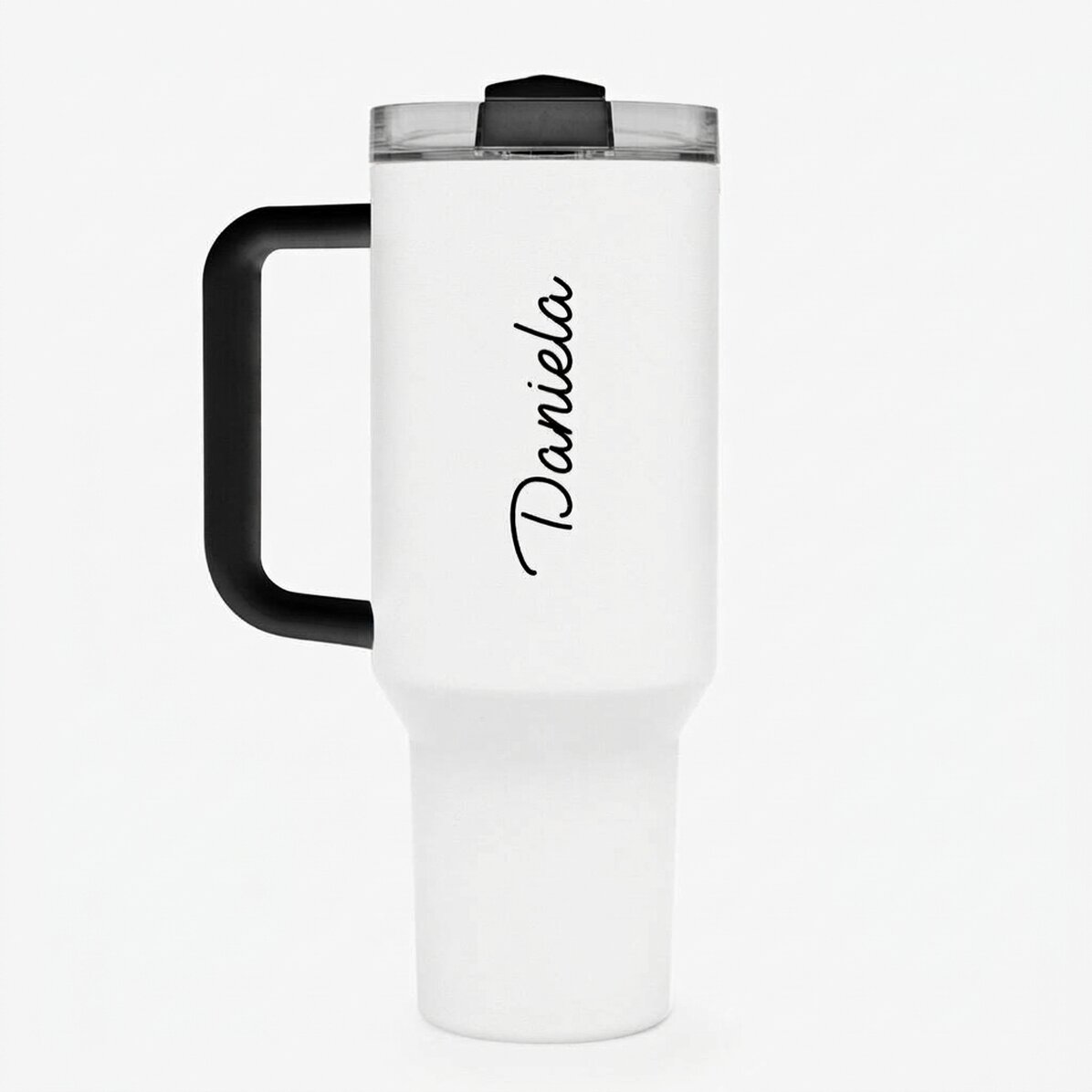 Tazza termica con manico e cannuccia personalizzata con nome