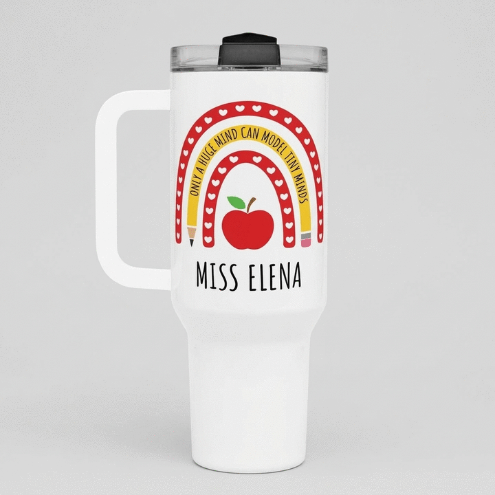 Tazza termica con manico e cannuccia personalizzata con nome - Teacher