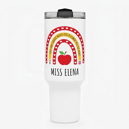 Tazza termica con manico e cannuccia personalizzata con nome - Teacher