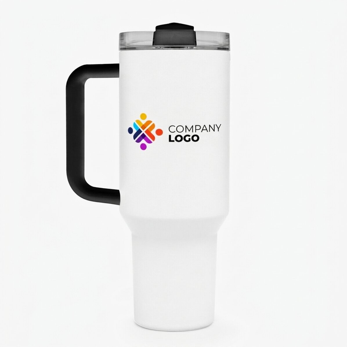 Tazza termica con manico e cannuccia personalizzata con logo