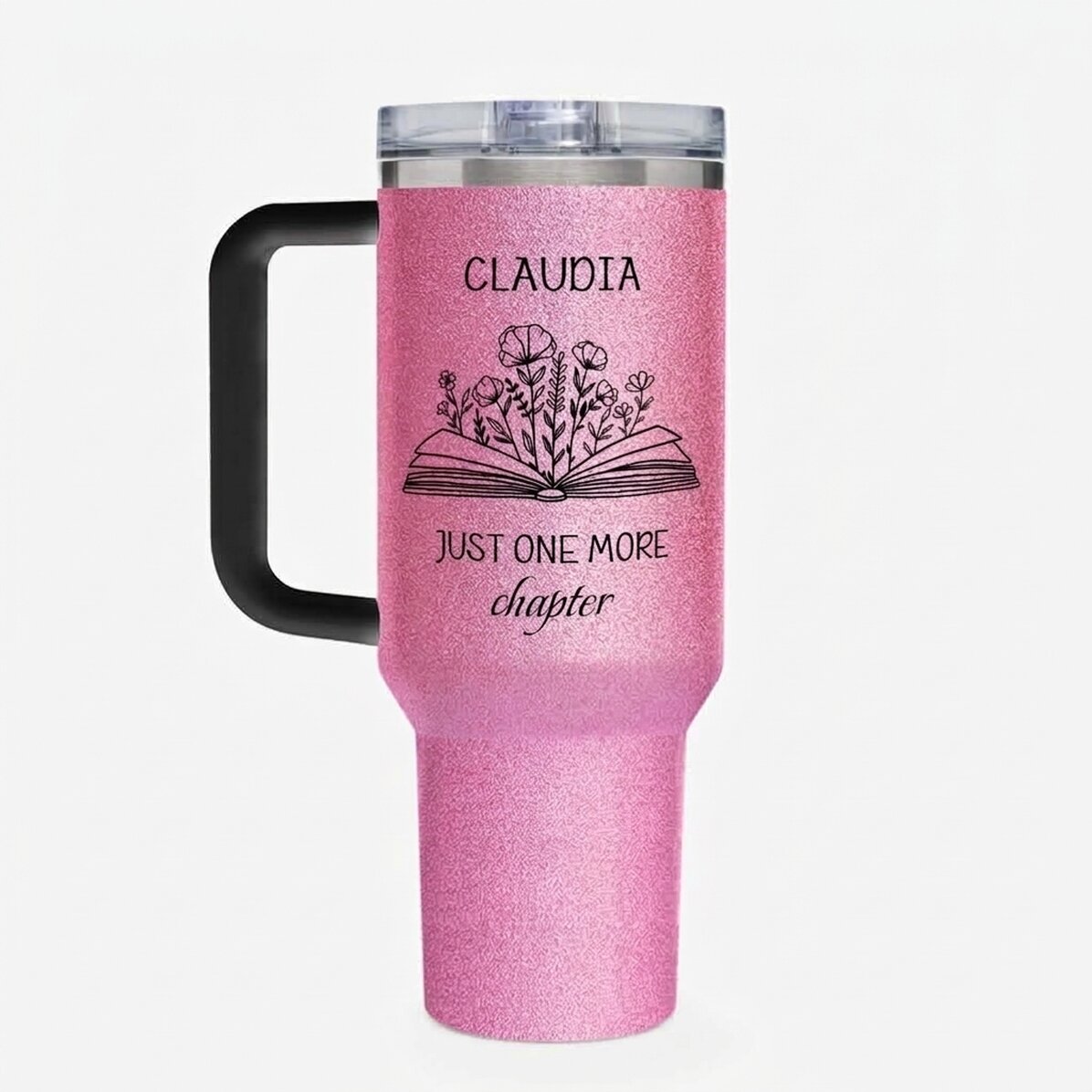 Tazza termica con manico e cannuccia personalizzata con messaggio - Just one more chapter