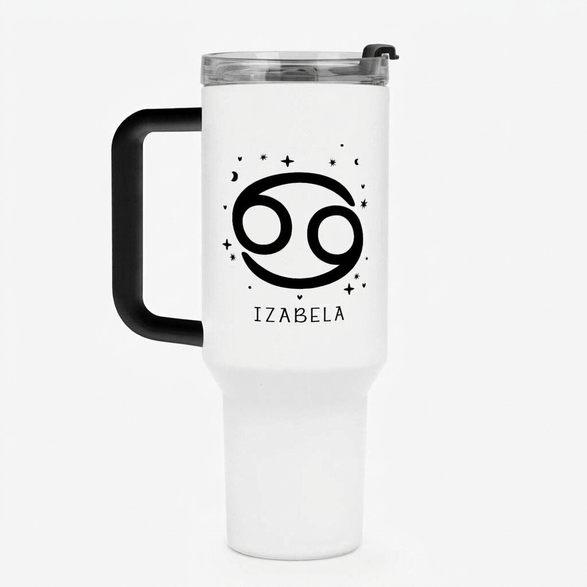 Tazza termica con manico e cannuccia personalizzata con scritta - Segno zodiacale Cancro
