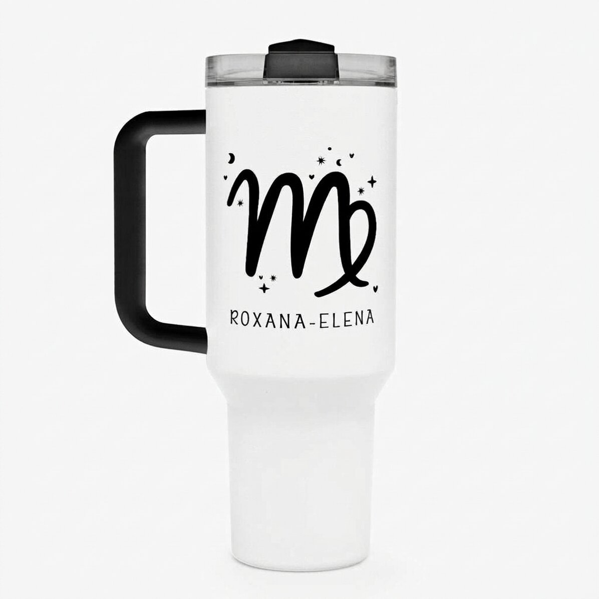 Tazza termica con manico e cannuccia personalizzata con scritta - Segno zodiacale Vergine