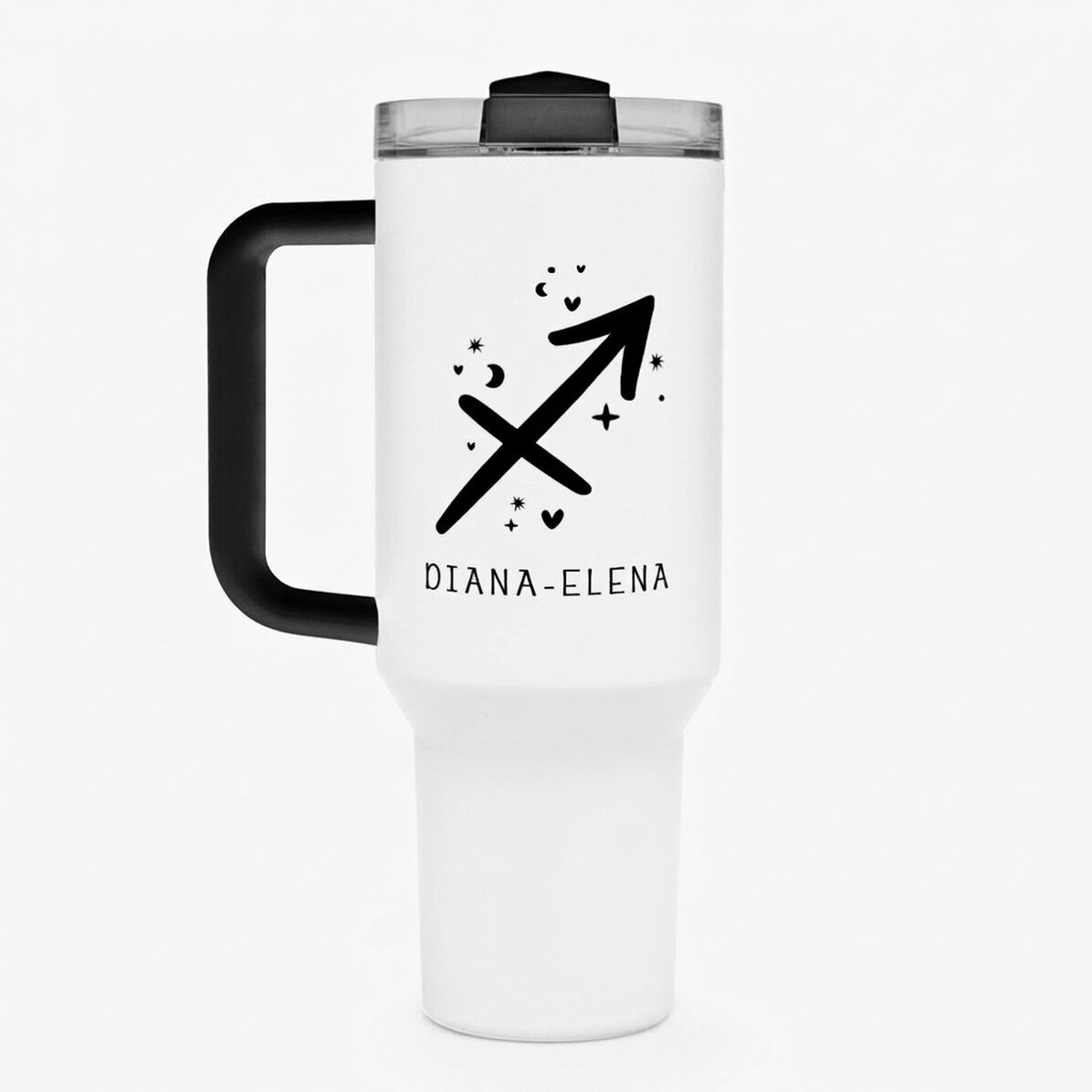 Tazza termica con manico e cannuccia personalizzata con scritta - Segno zodiacale Sagittario