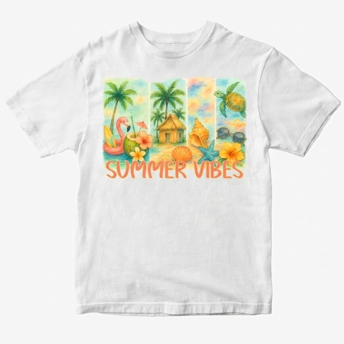 Maglietta in cotone personalizzata con scritta - Summer vibes
