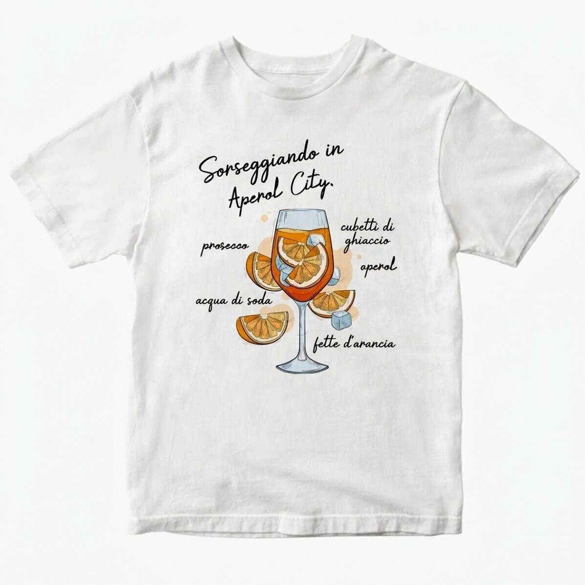 Maglietta in cotone personalizzata con scritta - Aperol