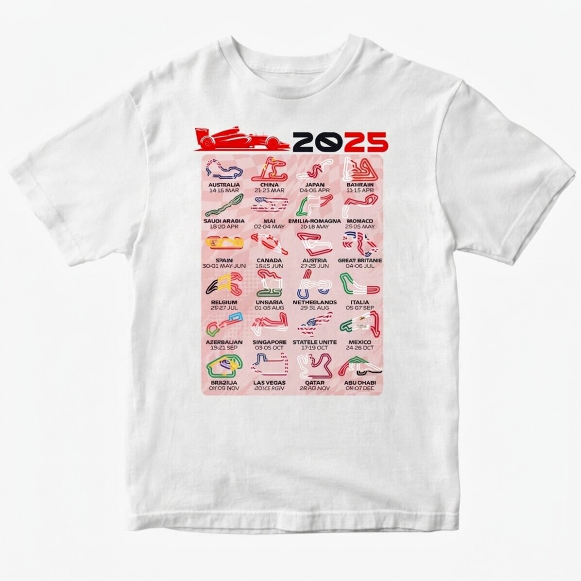 Maglietta in cotone personalizzata con scritta - Formula 1 2025