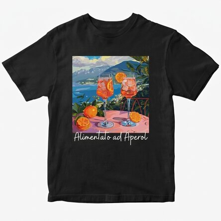 Maglietta in cotone personalizzata con scritta - Fueled by Aperol