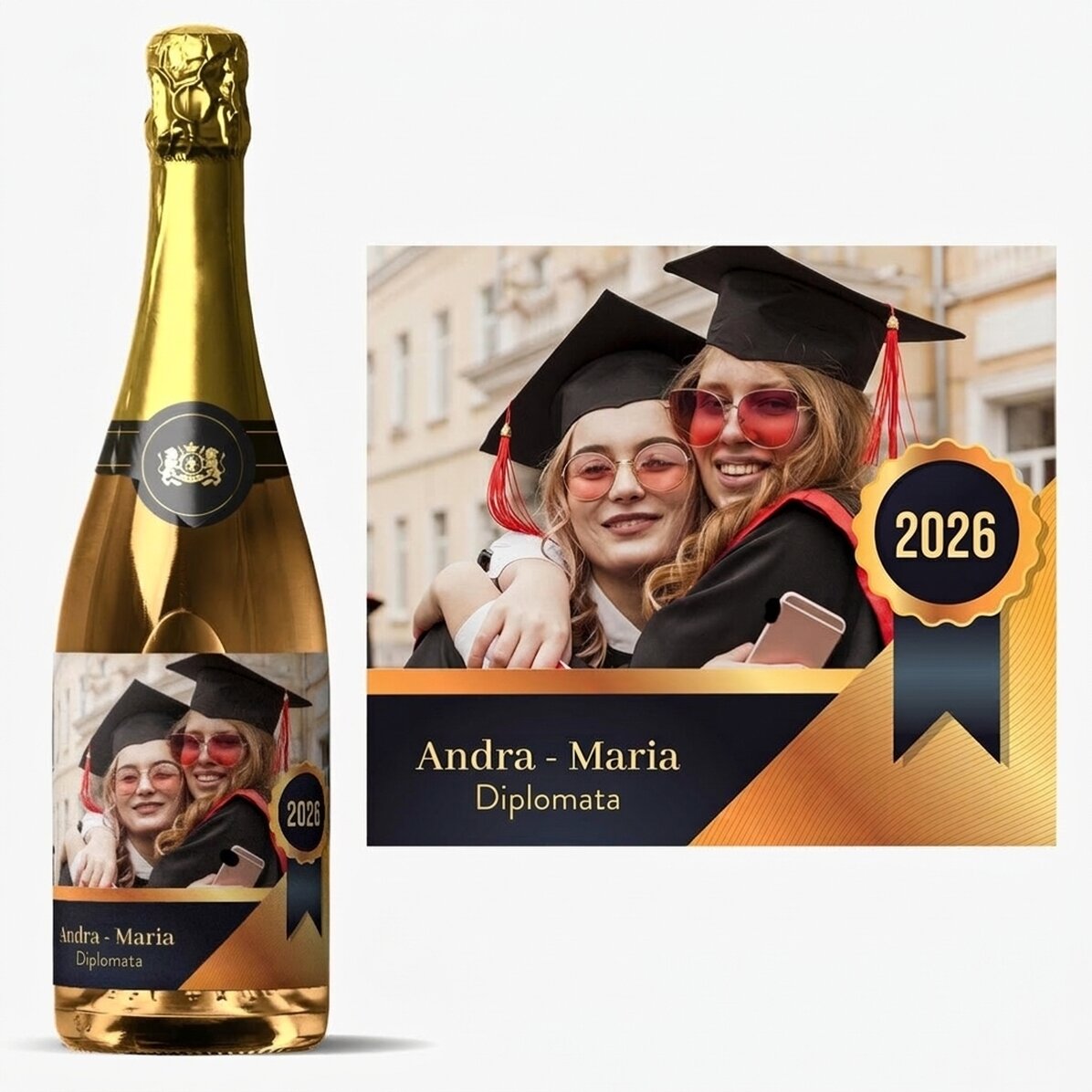 Spumante personalizzato con messaggio e foto - Laurea
