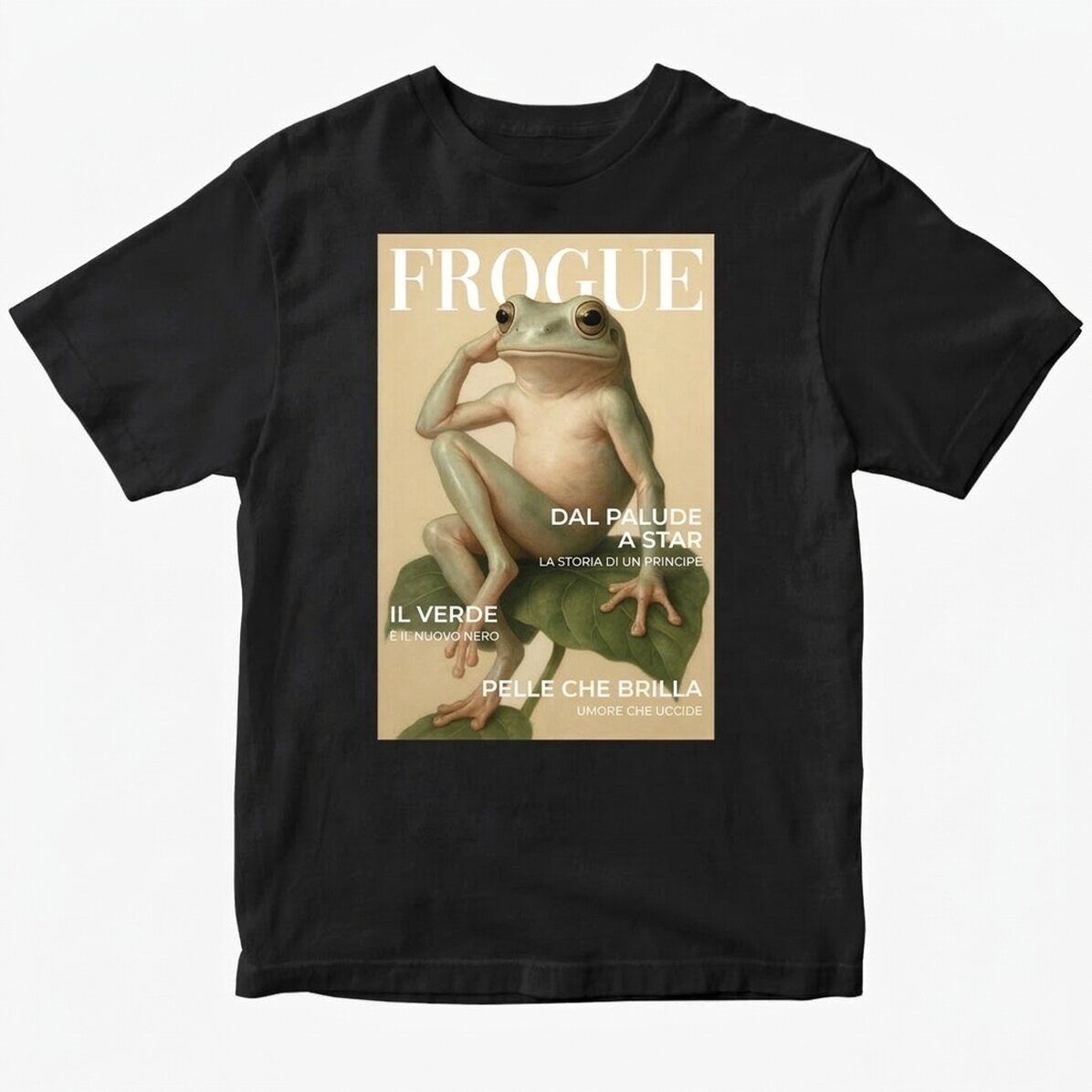 Maglietta in cotone personalizzata con scritta - Frogue
