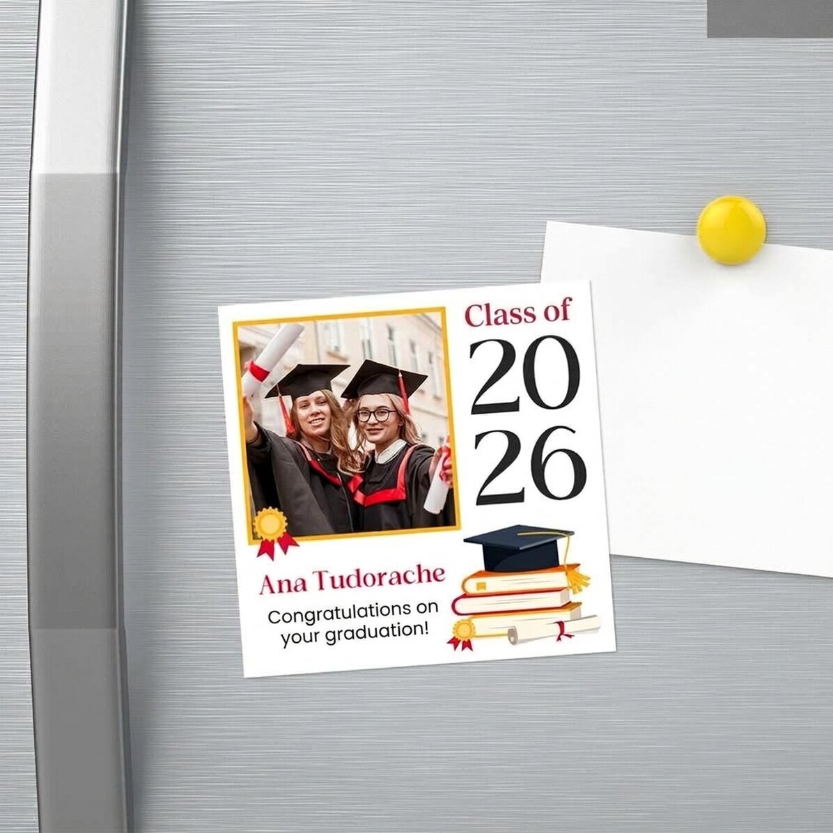 Magnete 10x10 personalizzato con foto e messaggio - Laurea