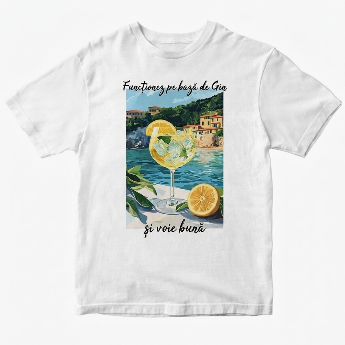 Maglietta in cotone personalizzata con scritta - Running on Gin