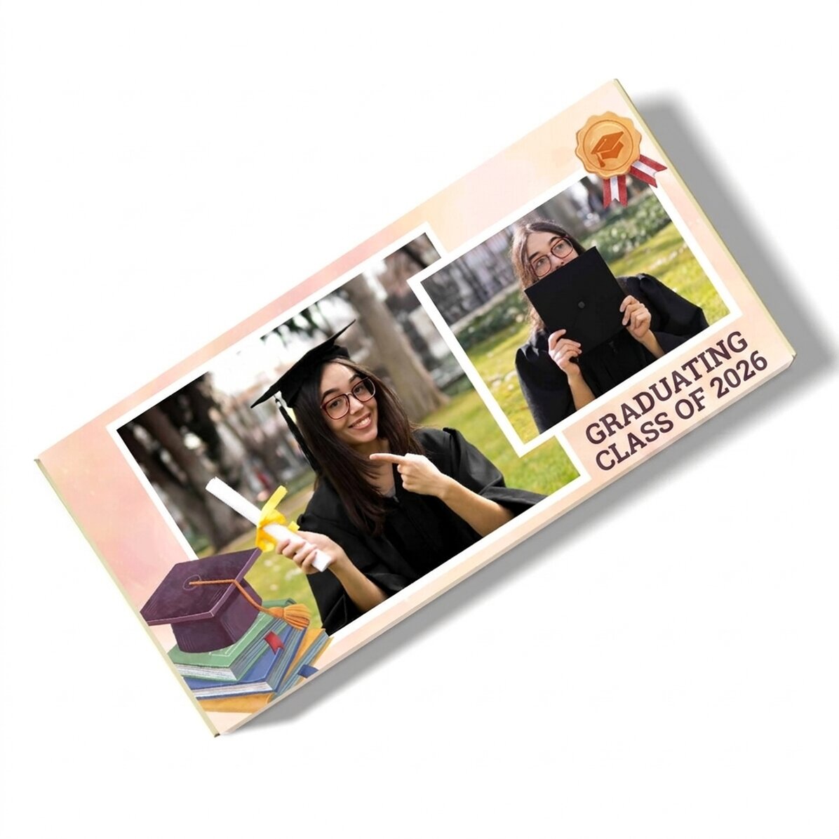 Cioccolato personalizzato con testo e 2 foto - Laurea