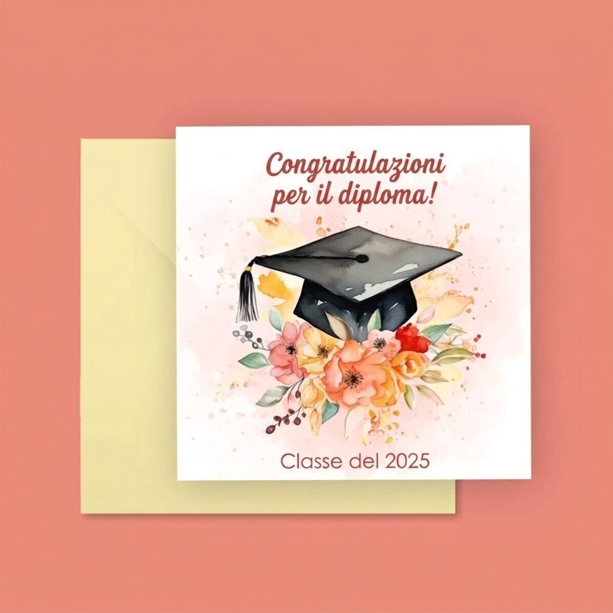 Biglietto quadrato personalizzato con testo - Congratulazioni!