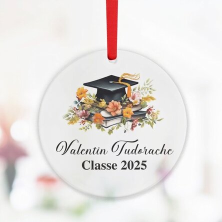 Ornamento rotondo personalizzato con dedica di laurea