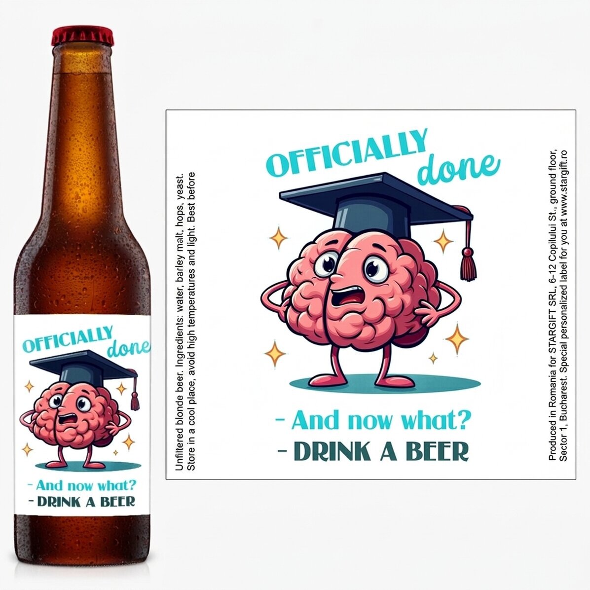 Birra personalizzata con messaggio - Divertente laurea