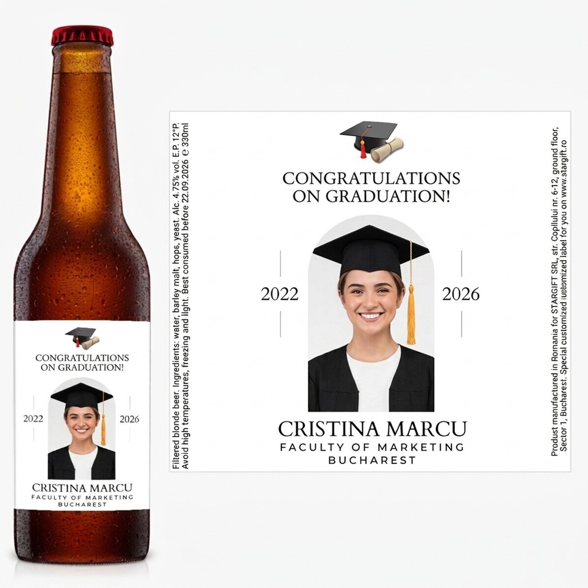 Birra personalizzata con messaggio e foto - Laurea