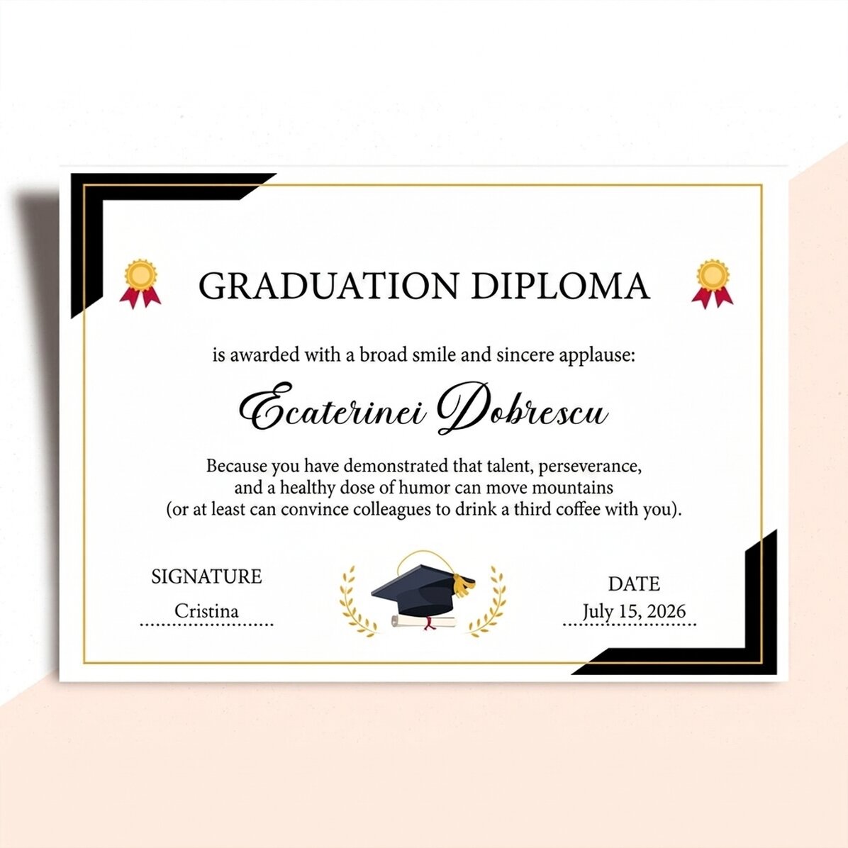 Diploma personalizzato con testo - Laurea