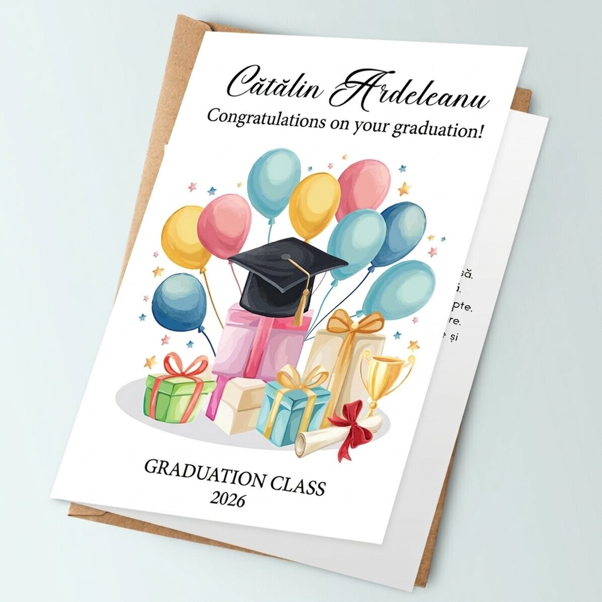 Biglietto di auguri personalizzato con testo - Biglietti di auguri per la laurea