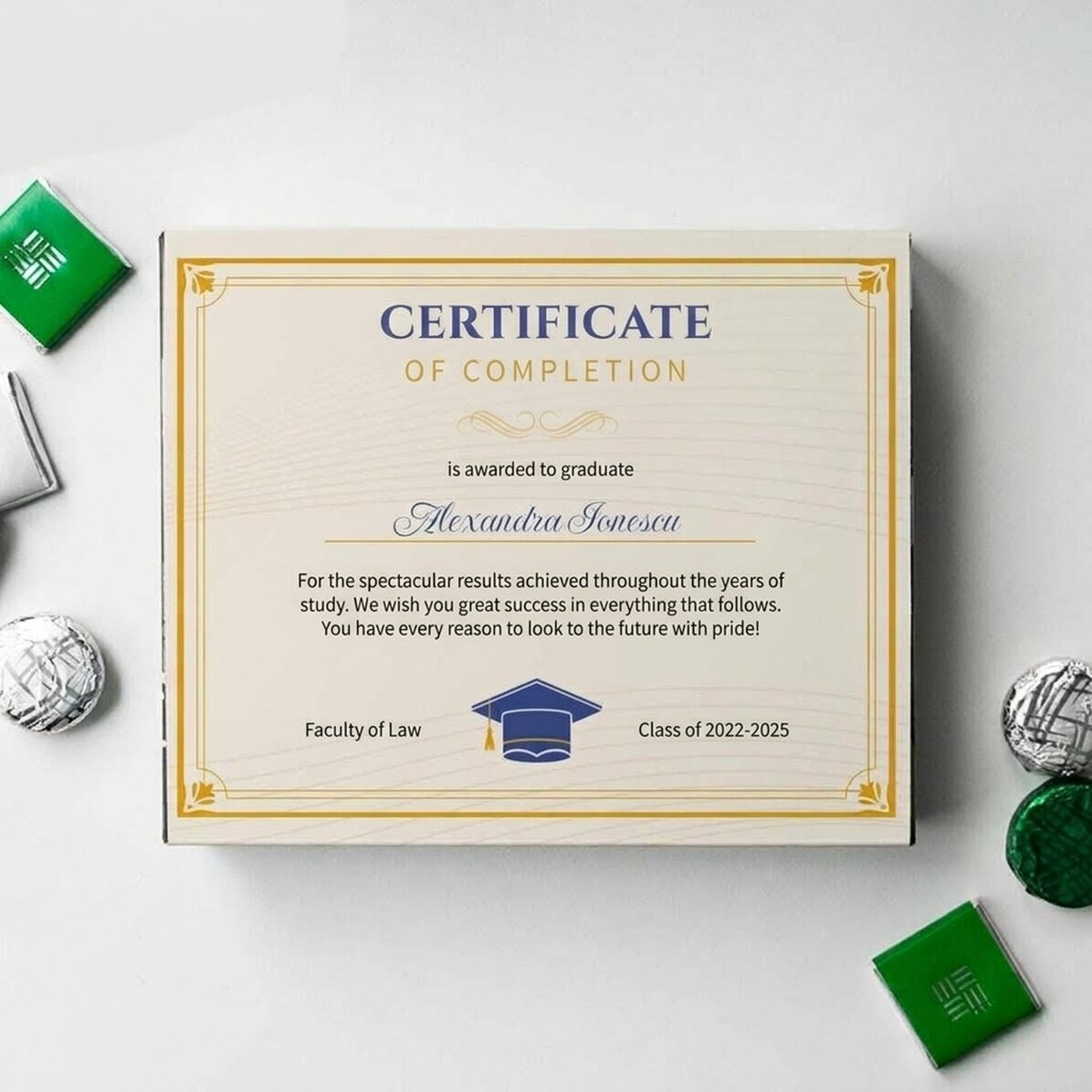 Scatola di cioccolatini personalizzata con scritta - Attestato di diploma