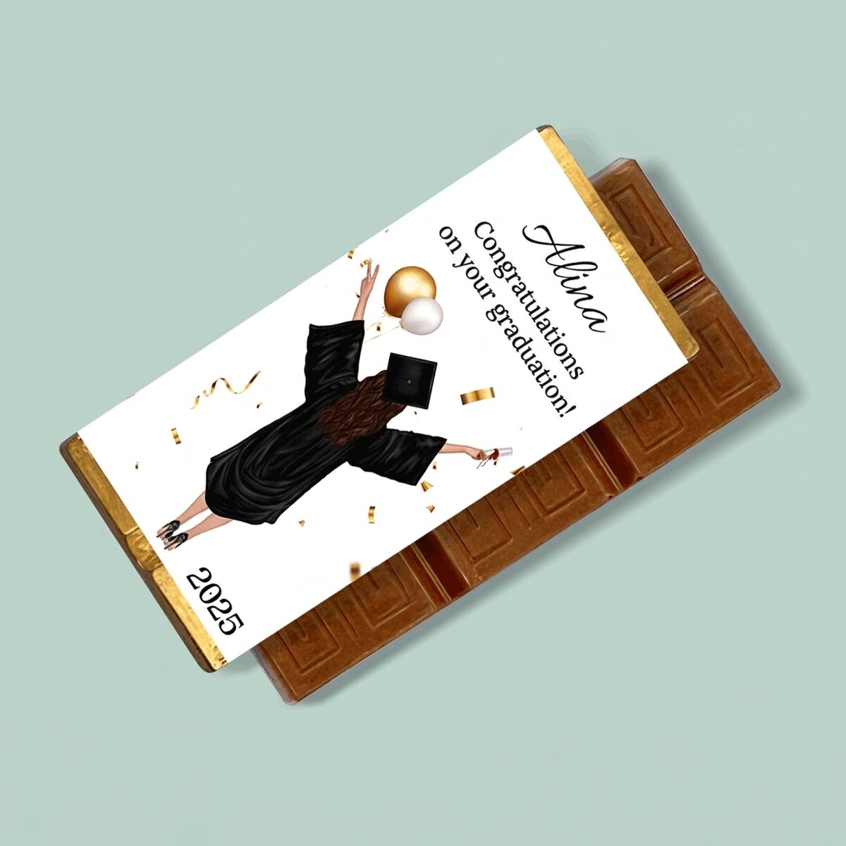 Mini tavoletta di cioccolato personalizzata con un messaggio per i diplomati