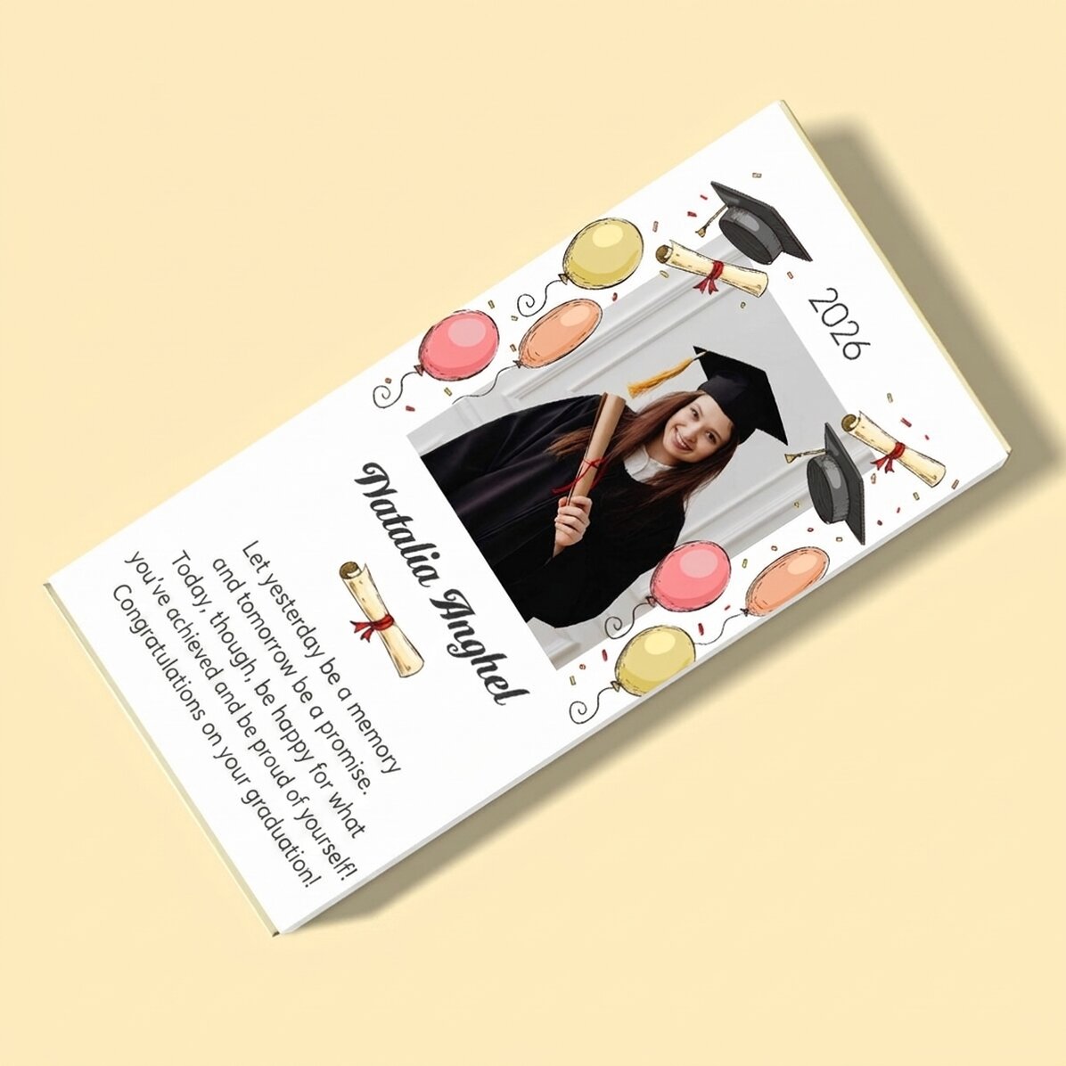 Cioccolato personalizzato con foto e testo - Laurea