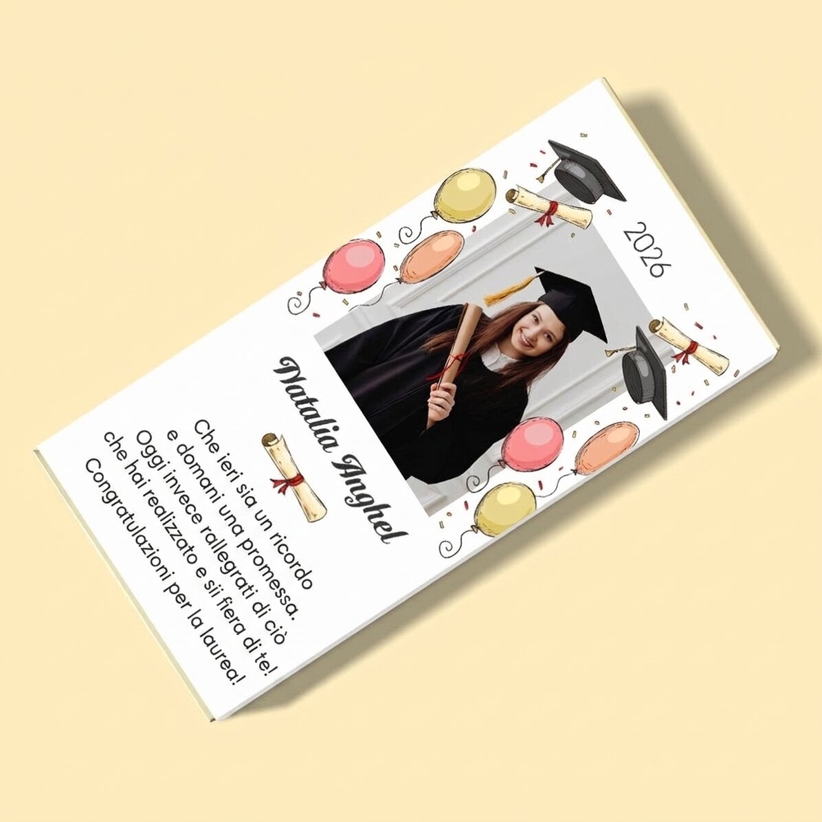 Cioccolato personalizzato con foto e testo - Laurea