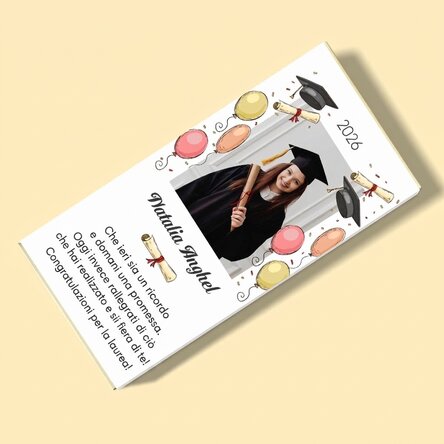 Cioccolato personalizzato con foto e testo - Laurea