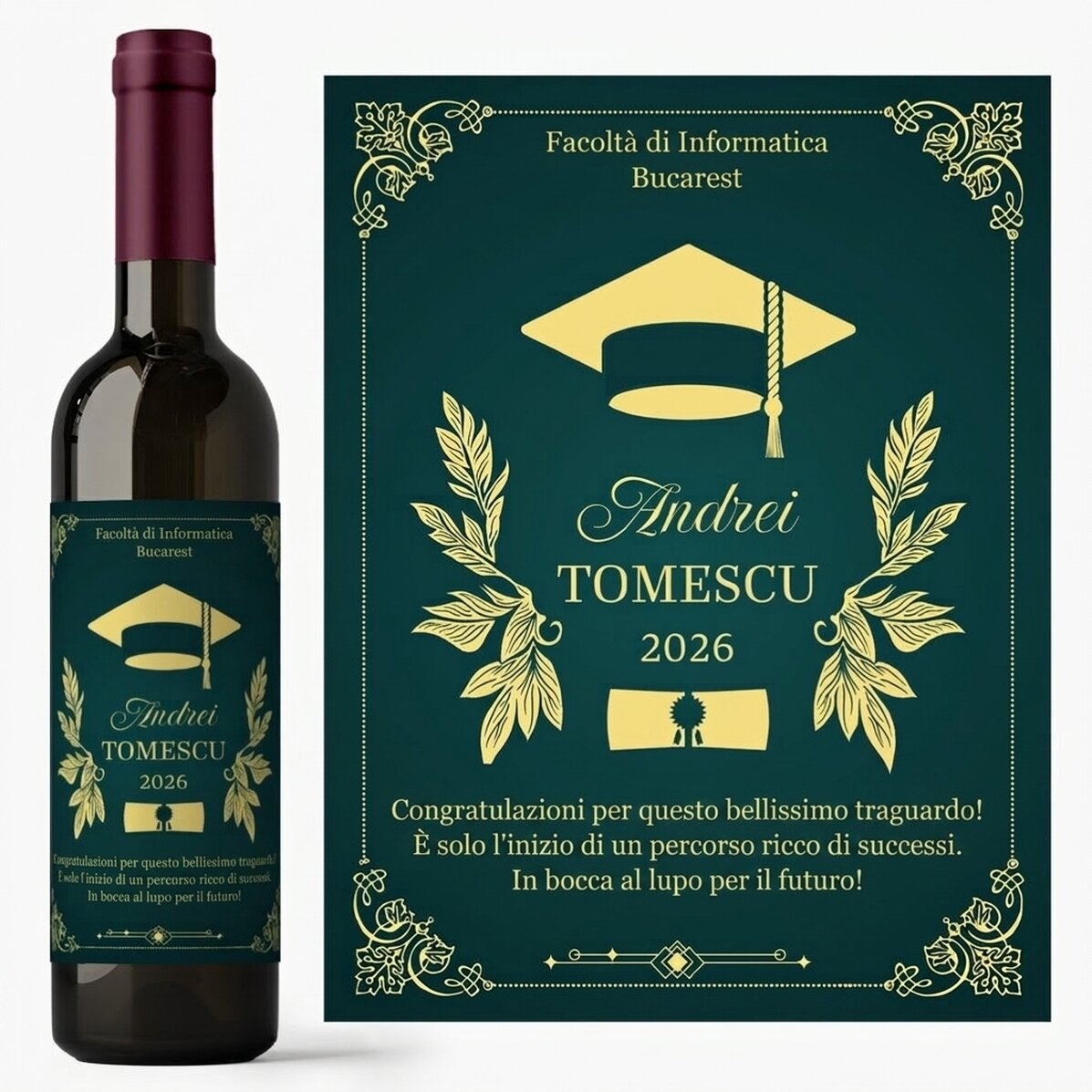 Vino personalizzato con messaggio - Laureato